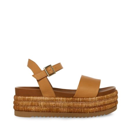 Sandalias de Plataforma Steve Madden Riley Cuero Mujer Marrones | ES OX2380